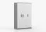 Armoire penderie Smolikas 113 | 1,2 m de large | 3 portes | 9 étagères | Blanc / Gris | 192 x 120 x 50 cm