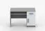 Bureau enfant 1,1 m | Smolikas 83 | Blanc / Gris | Poignées bois | 1 porte | 3 niches | 1 tiroir | 75 x 110 x 50 cm