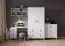 Armoire penderie 2 portes 2 m de haut | Blanc | Taygetos 03 | 201 x 105 x 55 cm | 4 tiroirs | 6 niches | Poignées en cuir
