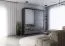 Armoire portes coulissantes avec miroir | 218 x 203 x 61 cm | Gris/Noir | Lusatian 23 | 2 portes, 3 tiroirs, 12 compartiments | Bicolore