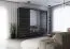 Armoire penderie 2,5 m avec portes coulissantes et miroir noir | Lusatian 39 | 218 x 250 x 61 cm | 3 portes | 4 tiroirs | 7 étagères