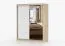 Armoire penderie coulissante 160 cm | Galtee 05 | Blanc / Bois naturel | Miroir | 6 compartiments | 2 portes | 195 x 160 x 61 cm | Effet bois