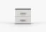 Table de chevet Smolikas 138 | Blanc & Gris | 2 grands tiroirs | Poignées bois | 50 x 55 x 40 cm | Compacte