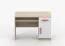 Bureau enfant Smolikas 74 | 75 x 110 x 50 cm | 3 niches | 1 tiroir | 1 porte | Blanc & chêne Sonoma | poignées bois roses