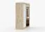 Armoire penderie coulissante 160 cm | Galtee 05 | Blanc / Bois naturel | Miroir | 6 compartiments | 2 portes | 195 x 160 x 61 cm | Effet bois