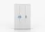 Armoire penderie Smolikas 118 | 3 portes battantes | 9 compartiments | 192 x 120 x 50 cm | Blanc, poignées bois