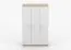 Armoire penderie Smolikas 108 | 3 portes battantes | 9 compartiments | 192 x 120 x 50 cm | Blanc & Chêne Sonoma | Poignées bois