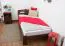 lit d'enfant / lit de jeunesse en bois de pin massif, couleur noyer massif A5, sommier à lattes inclus - Dimensions 90 x 200 cm
