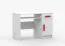 Bureau enfant 110 cm | 3 compartiments | 1 tiroir | Smolikas 93 | poignées bois rouges | blanc | 1 porte | 75 x 110 x 50 cm