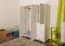 Armoire | 3 portes battantes | 4 tiroirs | 3 casiers | avec tringle à vêtements | 135 cm de large | Bois massif | Couleur: Blanc Abbildung