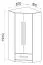 Chambre d'enfant - Armoire à portes battantes / armoire d'angle Walter 02, couleur : blanc / gris brillant - 191 x 87 x 87 cm (H x L x P)