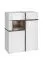 Vitrine Stura 03 | Blanc brillant & Gris | 110 x 90 x 40 cm | 5 compartiments | Éclairage LED
