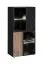 Vitrine / Façade striée / Couleur : Noir / Chêne vicking / Marbre noir / 60 x 40 x 122 cm / Fonction push-to-open / Éclairage LED inclus / 8 compartiments