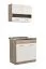 Ligne de cuisine étroite / Bloc de cuisine Kolubara 03, Couleur : Chêne gris / Blanc, Bords ABS, une armoire suspendue avec portes vitrées, largeur 80 cm