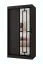 Armoire à portes coulissantes / Penderie à vêtements / Noir mat / 5 compartiments / 2 tringles / Étroite / 100 x 62 x 200 cm / Porte miroir décorative / Pour chambre à coucher