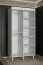 Armoire moderne à portes coulissantes avec miroir incurvé Jotunheimen 181, couleur : blanc - Dimensions : 208 x 100,5 x 62 cm (H x L x P)