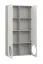 Bibliothèque 8 cases Aenna 42 | Blanc et gris | 4 portes | Pieds réglables | 202,5 x 35 x 100,5 cm