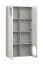 Bibliothèque 8 cases Aenna 42 | Blanc et gris | 4 portes | Pieds réglables | 202,5 x 35 x 100,5 cm