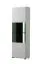 Salon complet - Ensemble C Idos, Couleur : Blanc / Blanc brillant / Chêne gris / Noir, avec verre Parsol, deux vitrines, une tablette murale, un meuble TV, une commode et une table basse