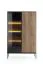 Grande vitrine avec fonction push-to-open Chelmsford 07, Couleur : Noir / Chêne - Dimensions : 166 x 104 x 39 cm (H x L x P)