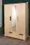 Armoire penderie pin massif naturel 008 | 190 x 133 x 60 cm | Rangement optimisé