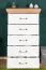 Commode Badile 13 | Pin blanc & marron | 5 tiroirs | Style campagne | 98 x 57 x 46 cm
