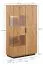 Vitrine design Rania 18 | Bois massif chêne/noir | 2 portes | 10 compartiments | Éclairage LED | 52 x 200 x 39 cm