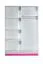 Armoire pour enfant, Couleur: Blanc / Rose - 189 x 120 x 60 cm (H x L x P)