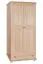 Armoire | 2 portes battantes | 1 tiroir | 4 casiers | avec tringle à vêtements | 92 cm de large | Bois massif | Couleur: Naturel Abbildung