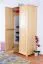 Armoire | 2 portes battantes | 1 casier | avec tringle à vêtements | 92 cm de large | Bois massif | Couleur: Naturel Abbildung