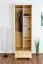 Étroite Armoire | 2 portes battantes | 4 casiers | 1 tiroir | avec tringle à vêtements | 65 cm de large | Bois massif | Couleur: Naturel Abbildung