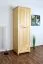 Étroite Armoire | 2 portes battantes | 4 casiers | 1 tiroir | avec tringle à vêtements | 65 cm de large | Bois massif | Couleur: Naturel Abbildung