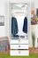 Armoire | 2 portes battantes | Sans tiroir | 2 casiers | avec tringle à vêtements | 84 cm de large | Couleur: Blanc Abbildung