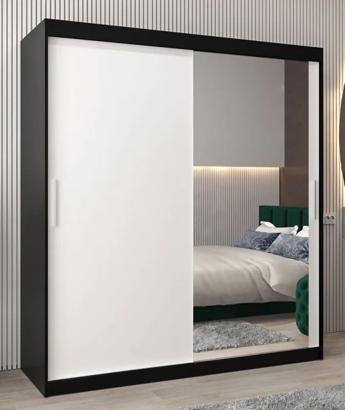180 cm de large Armoire avec 10 casiers et 2 portes | Couleur: Blanc / Noir Abbildung