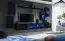 Mur de salon sombre Volleberg 66, Couleur : Noir - dimensions : 150 x 280 x 40 cm (h x l x p), avec éclairage LED bleu