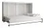 Lit armoire Namsan 02 horizontal, Couleur : Blanc mat / Blanc brillant - Surface de couchage : 120 x 200 cm (l x L)