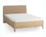 Lit double / Couleur : Chêne / Taupe / Chêne massif / 140 x 200 cm / Forme arrondie discrète / Lit d'appoint / Sommier à lattes inclus / Appuie-tête rembourré moelleux