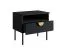 Table de chevet Amfipoli 09, lot de 2 | Soft-Close | 1 tiroir & niche ouverte | Noir effet bois | 45,5 x 50 x 43,5 cm