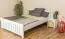 Lit simple / lit d'appoint en pin massif, blanc 65, sommier à lattes inclus - Dimensions 140 x 200 cm