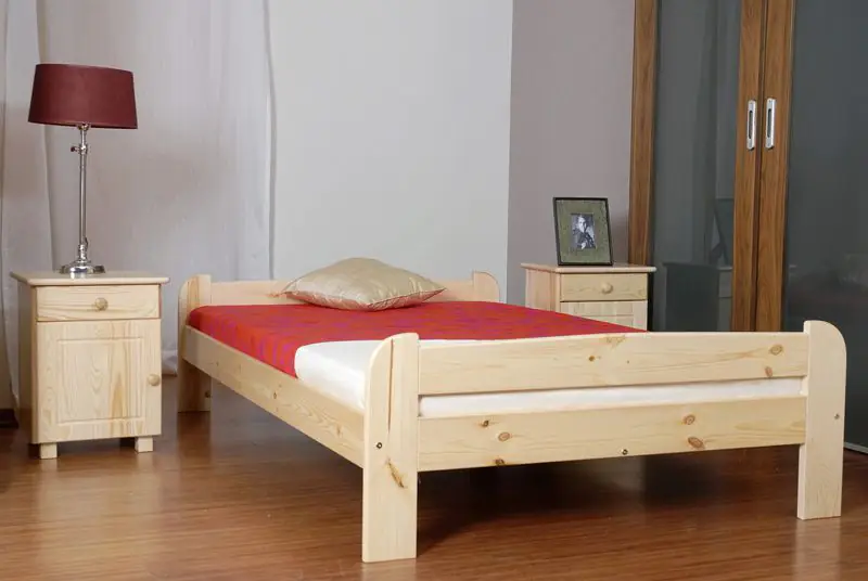 Lit simple / lit d'appoint en bois de pin massif, naturel A11, avec sommier à lattes - dimension 120 x 200 cm
