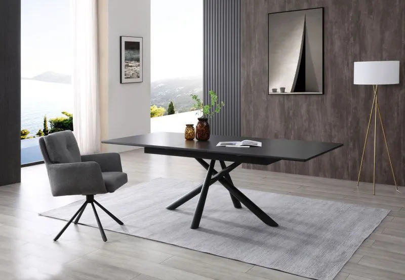 Table à manger extensible Daures 138 | Noir élégant | 180-220 x 100 cm | Design moderne