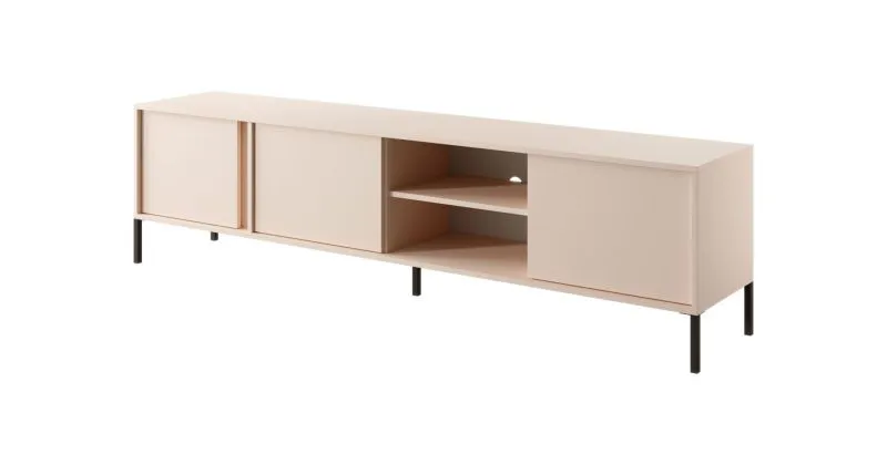 Meuble TV Zaghouan 09 beige | Grand espace de rangement | 3 portes, 5 compartiments | 202,9 cm de large