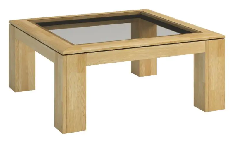 Table basse "Lipik" 25, chêne massif - Dimensions : 48 x 90 x 90 cm (H x L x P)