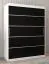 Armoire à portes coulissantes / Penderie Jan 03A, Couleur : Noir / Blanc mat - Dimensions : 200 x 150 x 62 cm ( h x l x p)