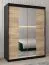 Armoire à portes coulissantes / Penderie Bisaurin 3B avec miroir, Couleur : Noir / Chêne de Sonoma - Dimensions : 200 x 150 x 62 cm ( H x L x P)