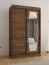 Armoire à portes coulissantes / Penderie à vêtements / Couleur : Noyer / Deux tringles à vêtements / 1,2 mètre de large / Rails en aluminium / Une porte miroir / Cinq casiers
