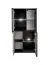 Vitrine / Façade striée / Couleur : Noir / Chêne vicking / Marbre noir / 60 x 40 x 122 cm / Fonction push-to-open / Éclairage LED inclus / 8 compartiments