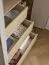 Porte pliante / Armoire / Couleur : Blanc / Chêne / 2 portes / 3 tiroirs / 140 x 60 x 225 cm / Une tringle à vêtements / Éclairage LED avec capteur inclus