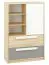 Commode chambre ado Greeley 07 | 1 porte, 2 tiroirs, 6 niches | H 140 x L 92 x P 40 cm | hêtre/blanc/gris platine