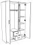 Armoire | 3 portes battantes | 2 tiroirs | 6 casiers | avec tringle à vêtements | 123 cm de large | Couleur: Blanc Abbildung